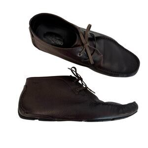 Salvatore Ferragamo Leather Lace-Up Chukka Boots Shoes Brown Men's 10.5D
